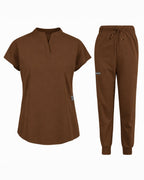 Women's Stretch Jogger Scrubs Set – Multi-Pocket Top & Pants, 12 Colors - Long Shift Scrubs
