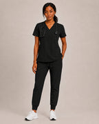 Women's Premium Comfort V-Neck Scrubs Set – Stretch Top & Cargo Pocket Jogger Pants, 10 Colors