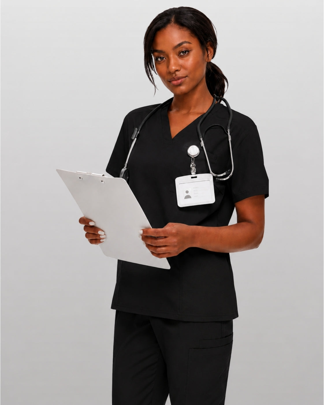 Women's Premium Comfort V-Neck Scrubs Set – Stretch Top & Cargo Pocket Jogger Pants, 10 Colors