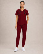 Women's Premium Comfort V-Neck Scrubs Set – Stretch Top & Cargo Pocket Jogger Pants, 10 Colors