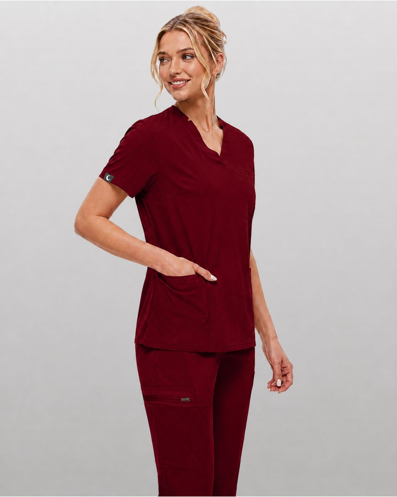 Women's Premium Comfort V-Neck Scrubs Set – Stretch Top & Cargo Pocket Jogger Pants, 10 Colors