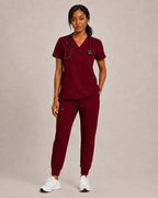 Women's Premium Comfort V-Neck Scrubs Set – Stretch Top & Cargo Pocket Jogger Pants, 10 Colors