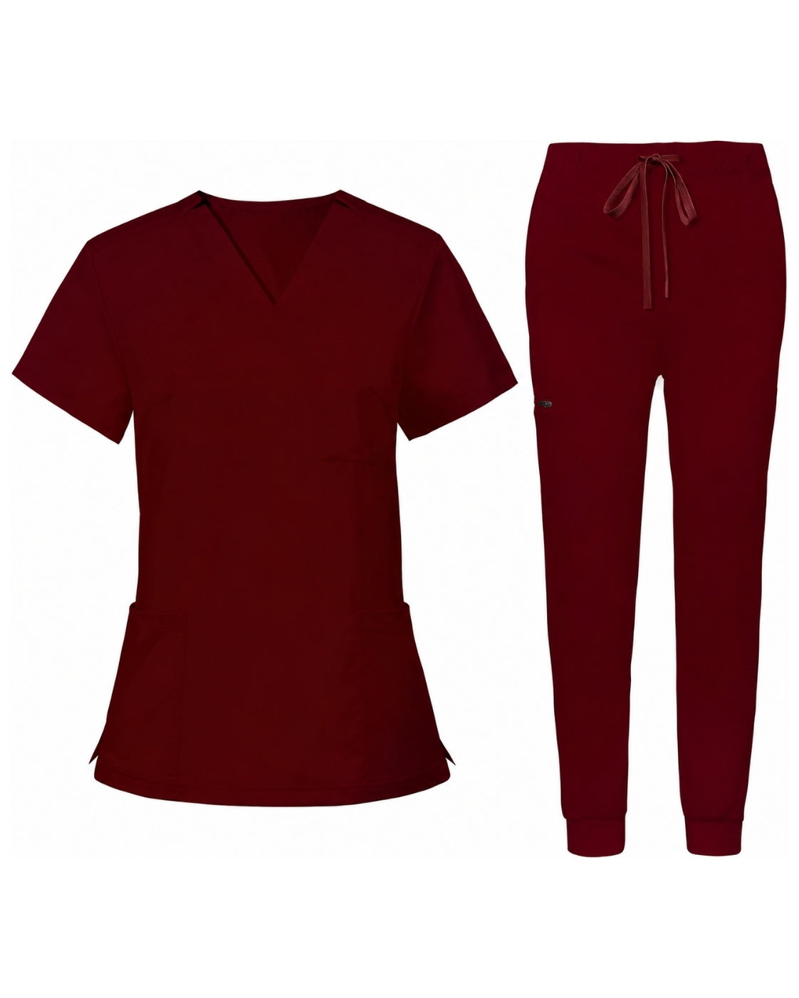 Women's Premium Comfort V-Neck Scrubs Set – Stretch Top & Cargo Pocket Jogger Pants, 10 Colors