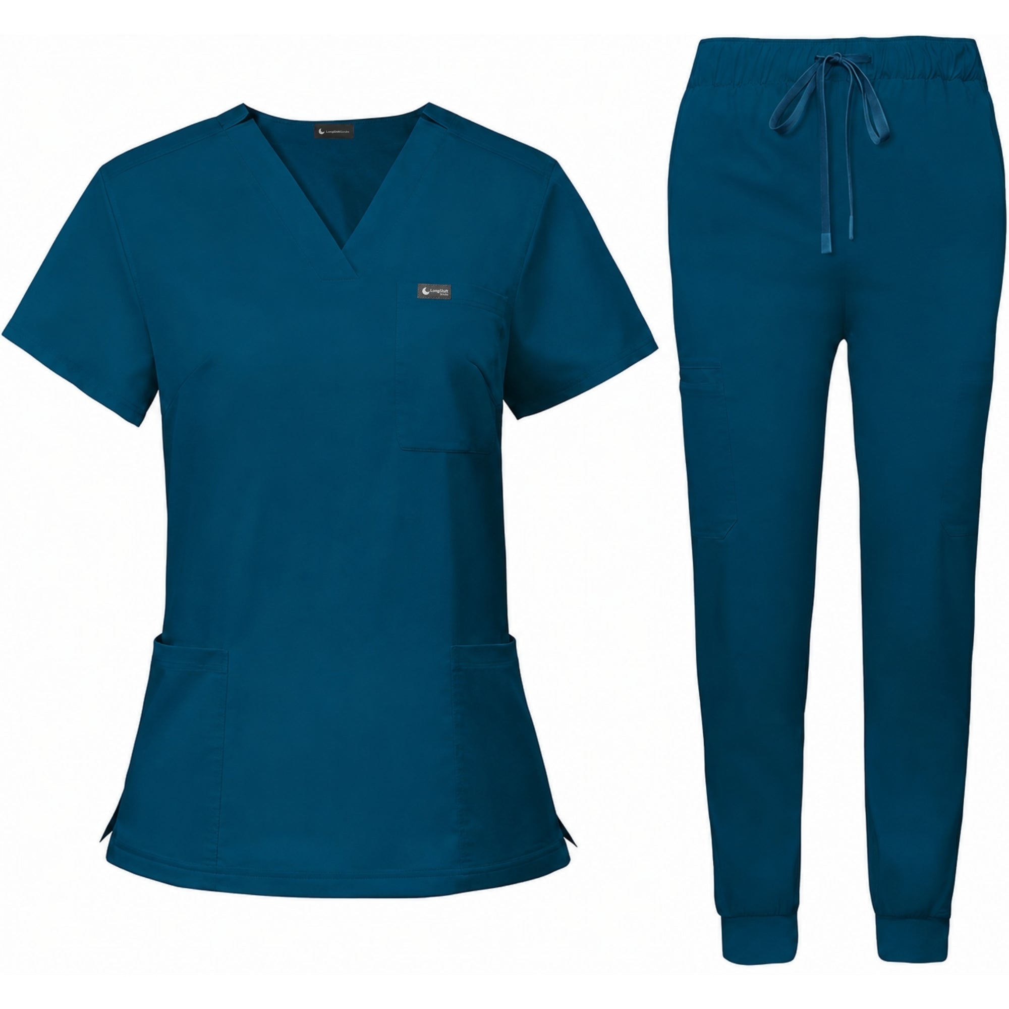 Women's Premium Comfort V-Neck Scrub Set – Stretch Top & Cargo Pocket Jogger Pant, 10 Colors - LSScrubs