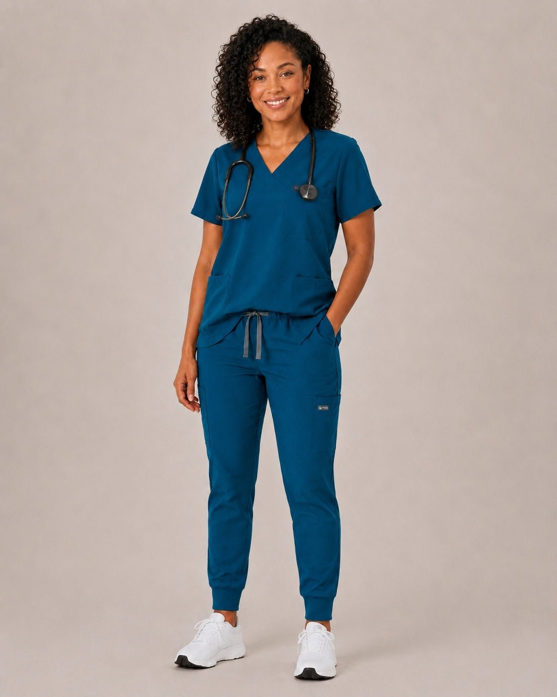 Women's Premium Comfort V-Neck Scrub Set – Stretch Top & Cargo Pocket Jogger Pant, 10 Colors - LSScrubs