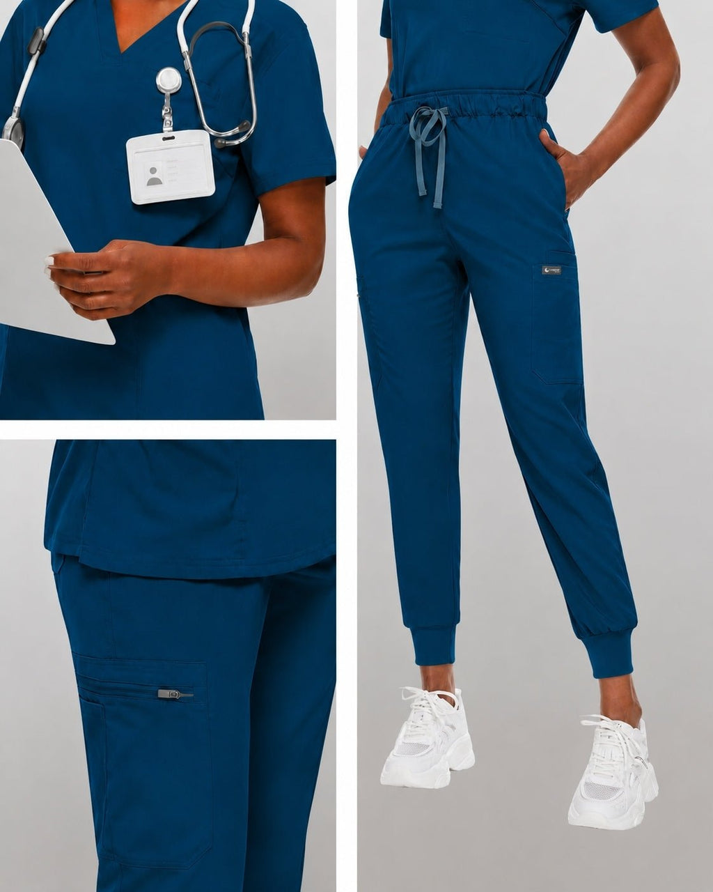 Women's Premium Comfort V-Neck Scrub Set – Stretch Top & Cargo Pocket Jogger Pant, 10 Colors - LSScrubs
