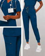 Women's Premium Comfort V-Neck Scrub Set – Stretch Top & Cargo Pocket Jogger Pant, 10 Colors - LSScrubs