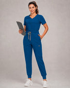 Women's Premium Comfort V-Neck Scrub Set – Stretch Top & Cargo Pocket Jogger Pant, 10 Colors - LSScrubs