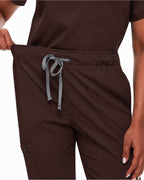 Notched V-Neck Jogger Scrub Set in Espresso