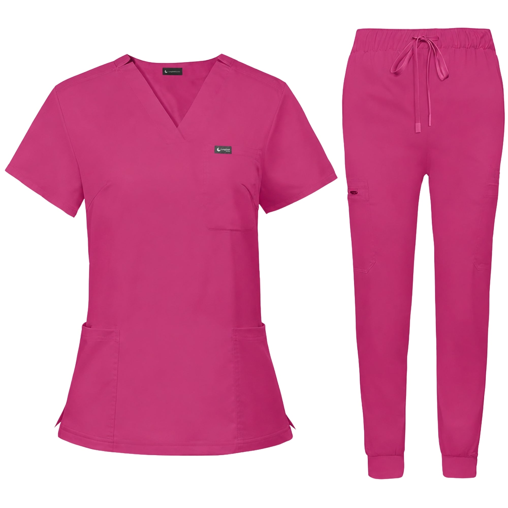 Women's Premium Comfort V-Neck Scrub Set – Stretch Top & Cargo Pocket Jogger Pant, 10 Colors - LSScrubs