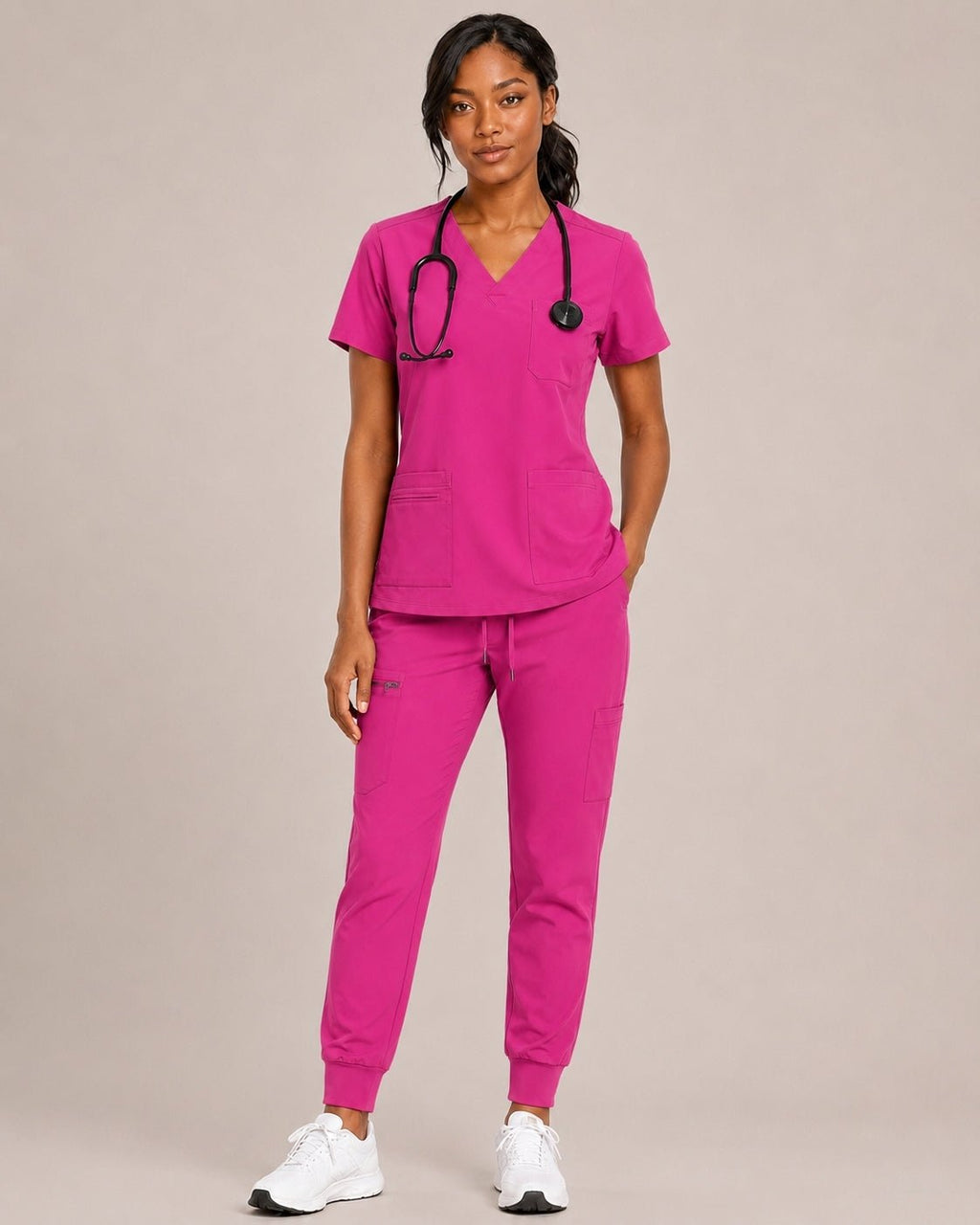 Women's Premium Comfort V-Neck Scrub Set – Stretch Top & Cargo Pocket Jogger Pant, 10 Colors - LSScrubs