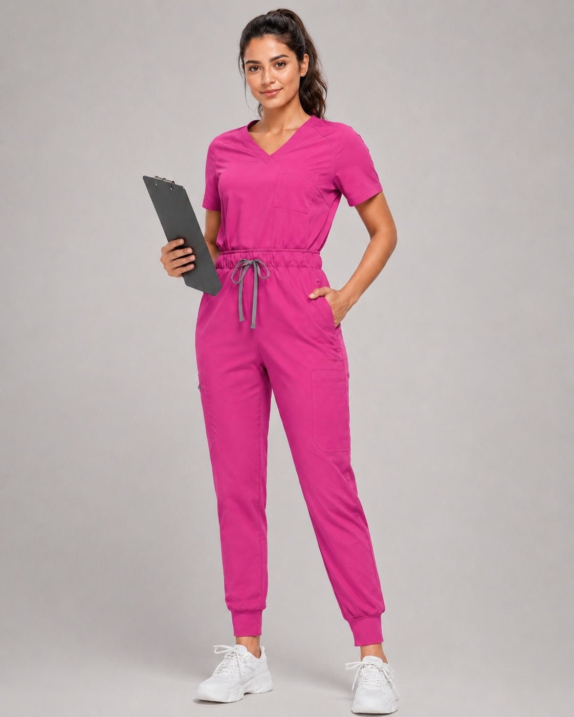 Women's Premium Comfort V-Neck Scrub Set – Stretch Top & Cargo Pocket Jogger Pant, 10 Colors - LSScrubs