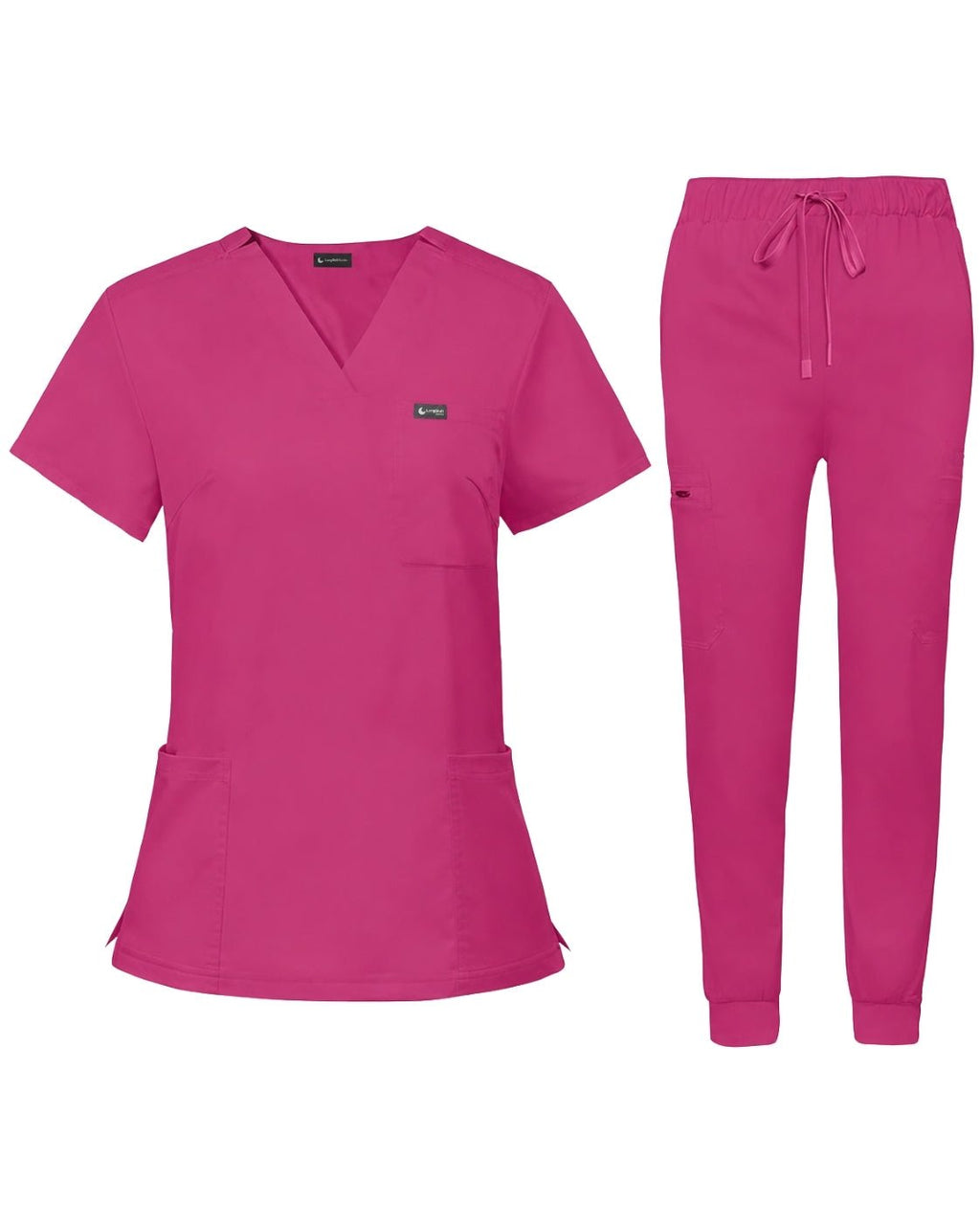 Women's Premium Comfort V-Neck Scrub Set – Stretch Top & Cargo Pocket Jogger Pant, 10 Colors - LSScrubs
