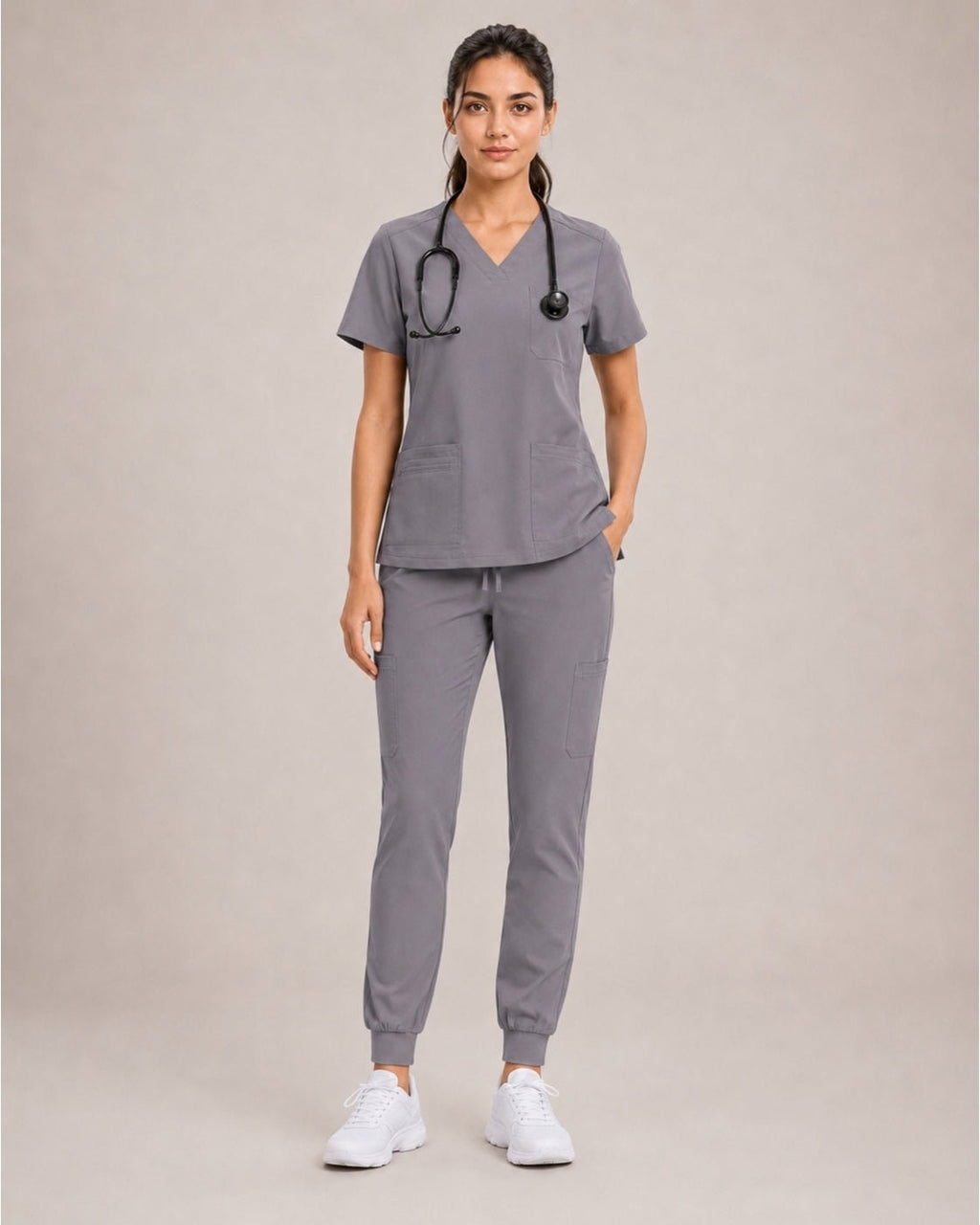 Women's Premium Comfort V-Neck Scrub Set – Stretch Top & Cargo Pocket Jogger Pant, 10 Colors - LSScrubs