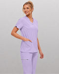 Women's Premium Comfort V-Neck Scrubs Set – Stretch Top & Cargo Pocket Jogger Pants, 10 Colors - LSScrubs
