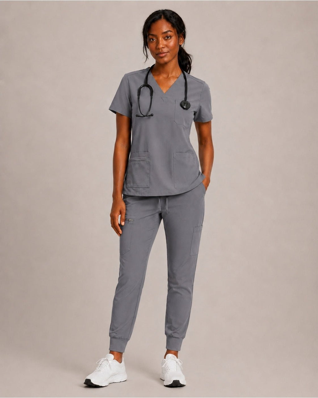 Women's Premium Comfort V-Neck Scrub Set – Stretch Top & Cargo Pocket Jogger Pant, 10 Colors - LSScrubs