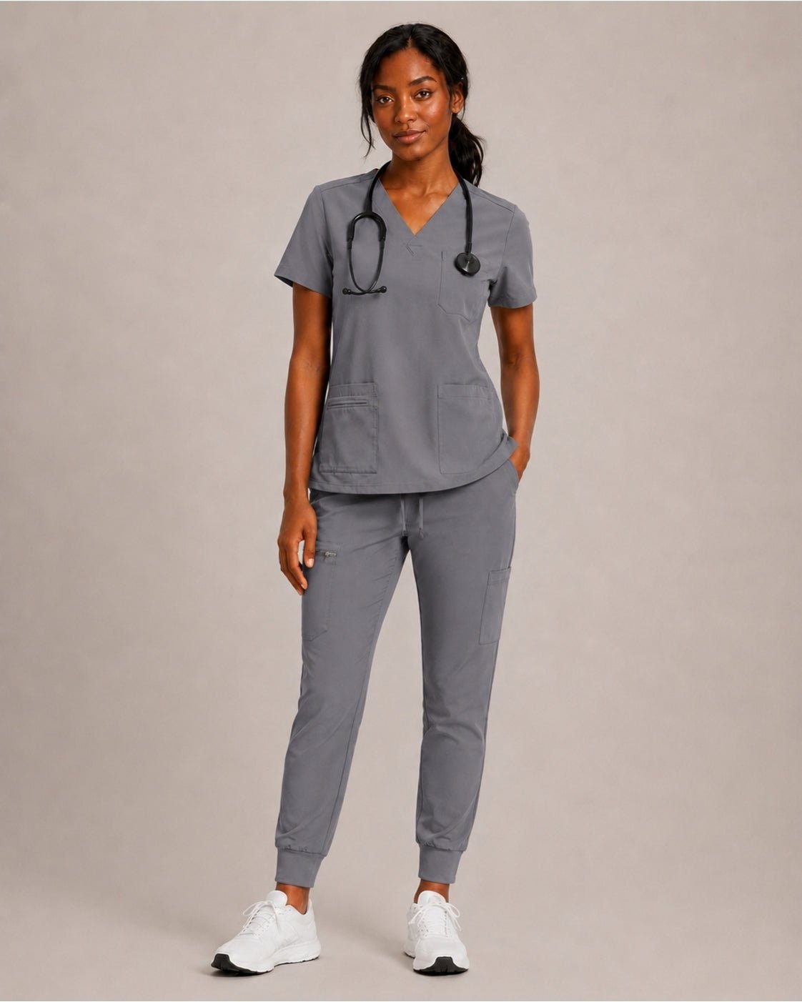 Women's Premium Comfort V-Neck Scrub Set – Stretch Top & Cargo Pocket Jogger Pant, 10 Colors - LSScrubs