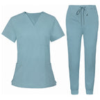 Women's Premium Comfort V-Neck Scrubs Set – Stretch Top & Cargo Pocket Jogger Pants, 10 Colors