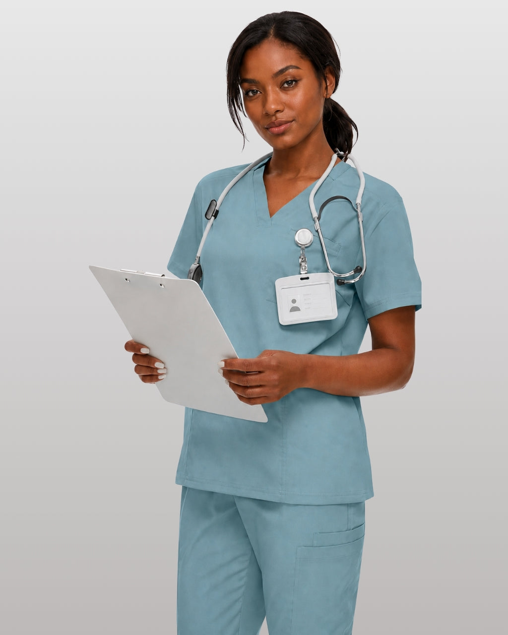 Women's Premium Comfort V-Neck Scrubs Set – Stretch Top & Cargo Pocket Jogger Pants, 10 Colors