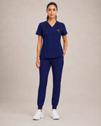 Women's Premium Comfort V-Neck Scrubs Set – Stretch Top & Cargo Pocket Jogger Pants, 10 Colors
