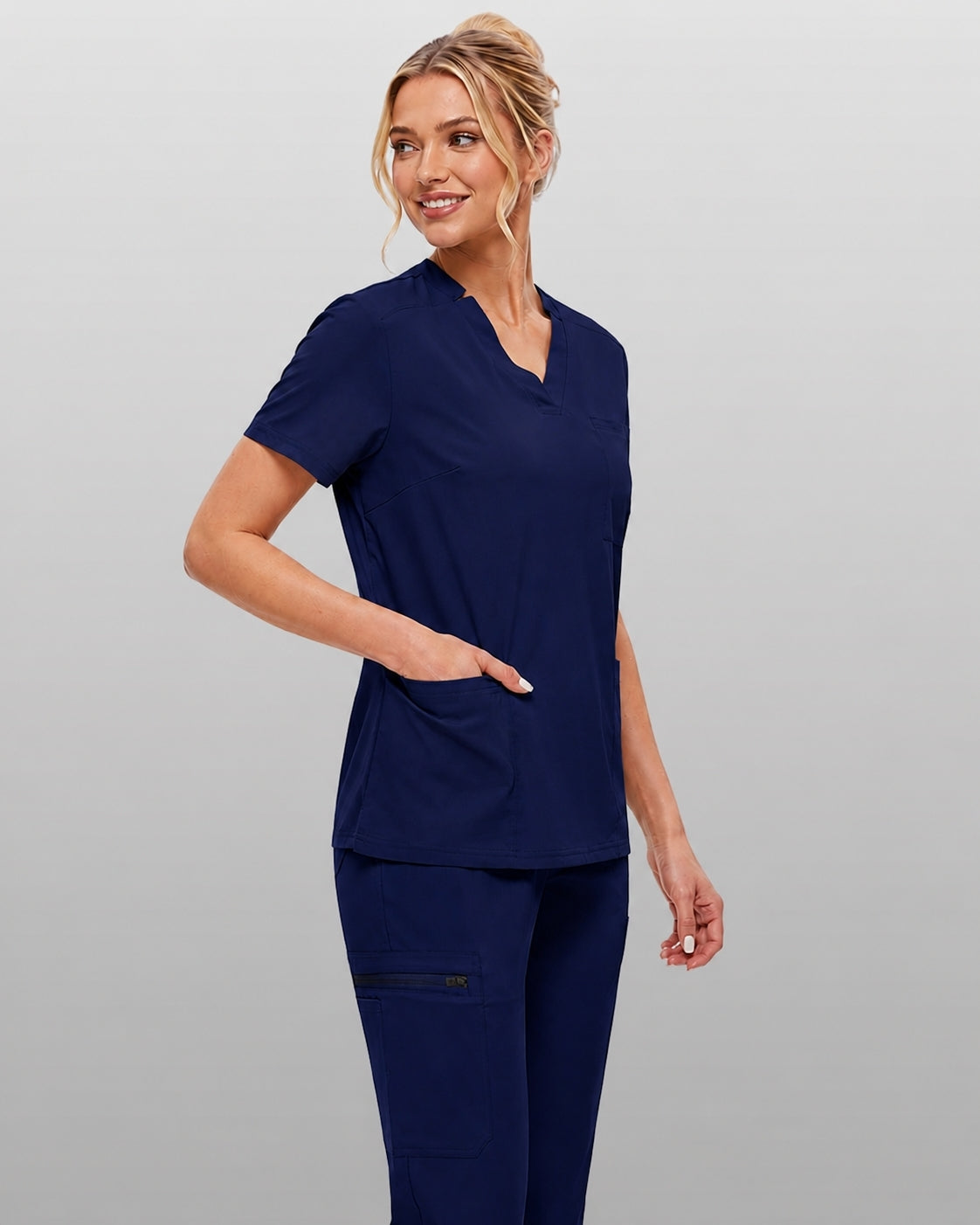 Women's Premium Comfort V-Neck Scrubs Set – Stretch Top & Cargo Pocket Jogger Pants, 10 Colors