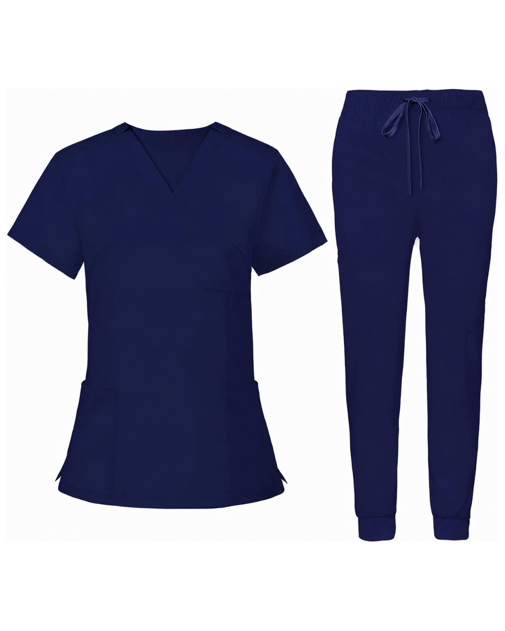 Women's Premium Comfort V-Neck Scrubs Set – Stretch Top & Cargo Pocket Jogger Pants, 10 Colors
