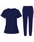 Women's Premium Comfort V-Neck Scrubs Set – Stretch Top & Cargo Pocket Jogger Pants, 10 Colors