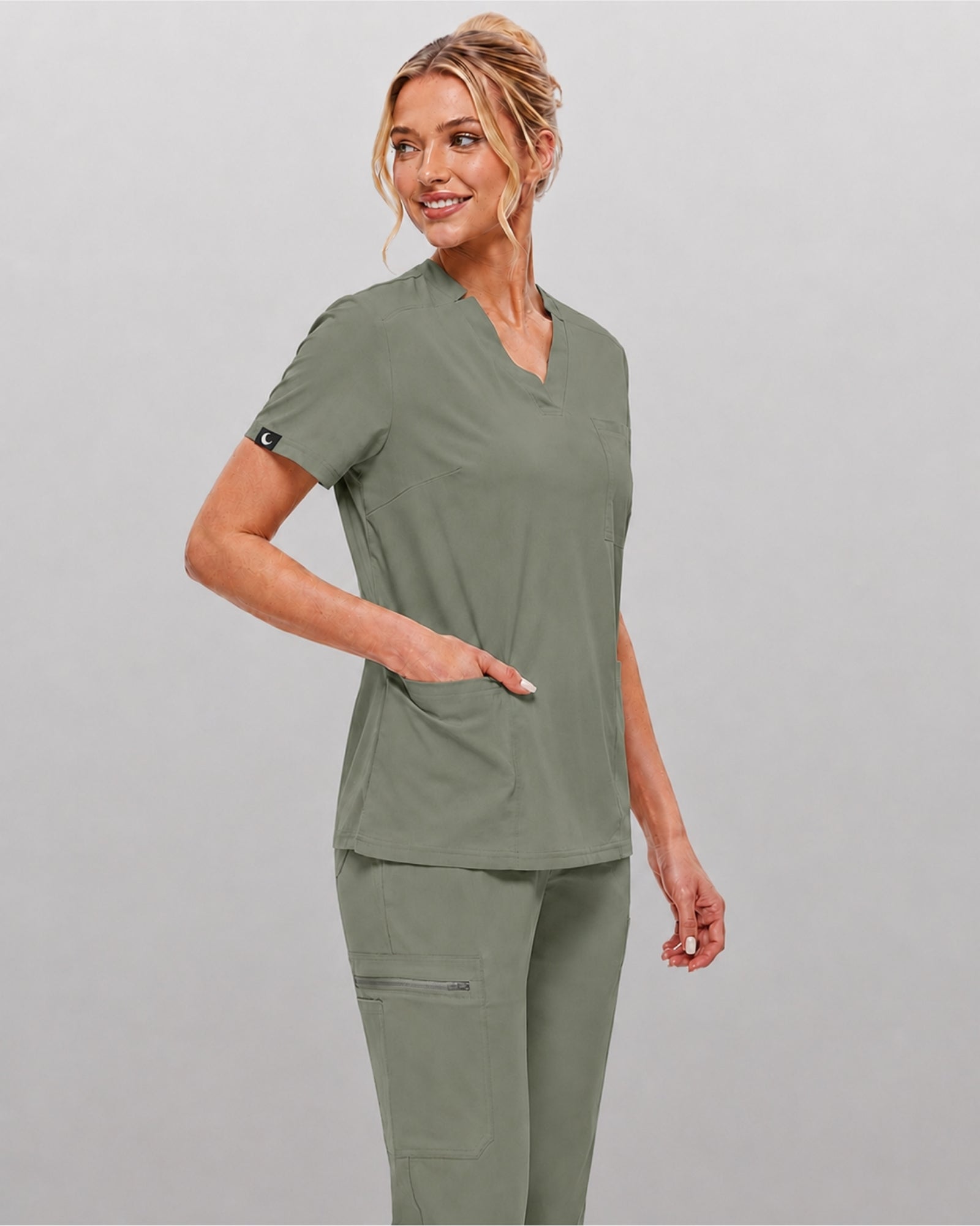 Women's Premium Comfort V-Neck Scrubs Set – Stretch Top & Cargo Pocket Jogger Pants, 10 Colors