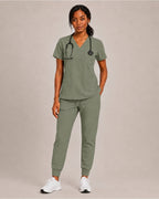 Women's Premium Comfort V-Neck Scrubs Set – Stretch Top & Cargo Pocket Jogger Pants, 10 Colors
