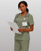 Women's Premium Comfort V-Neck Scrubs Set – Stretch Top & Cargo Pocket Jogger Pants, 10 Colors