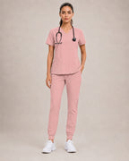 Women's Premium Comfort V-Neck Scrubs Set – Stretch Top & Cargo Pocket Jogger Pants, 10 Colors