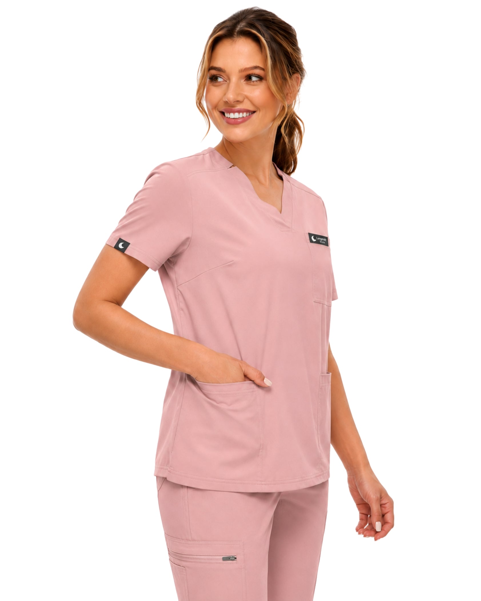 Women's Premium Comfort V-Neck Scrubs Set – Stretch Top & Cargo Pocket Jogger Pants, 10 Colors