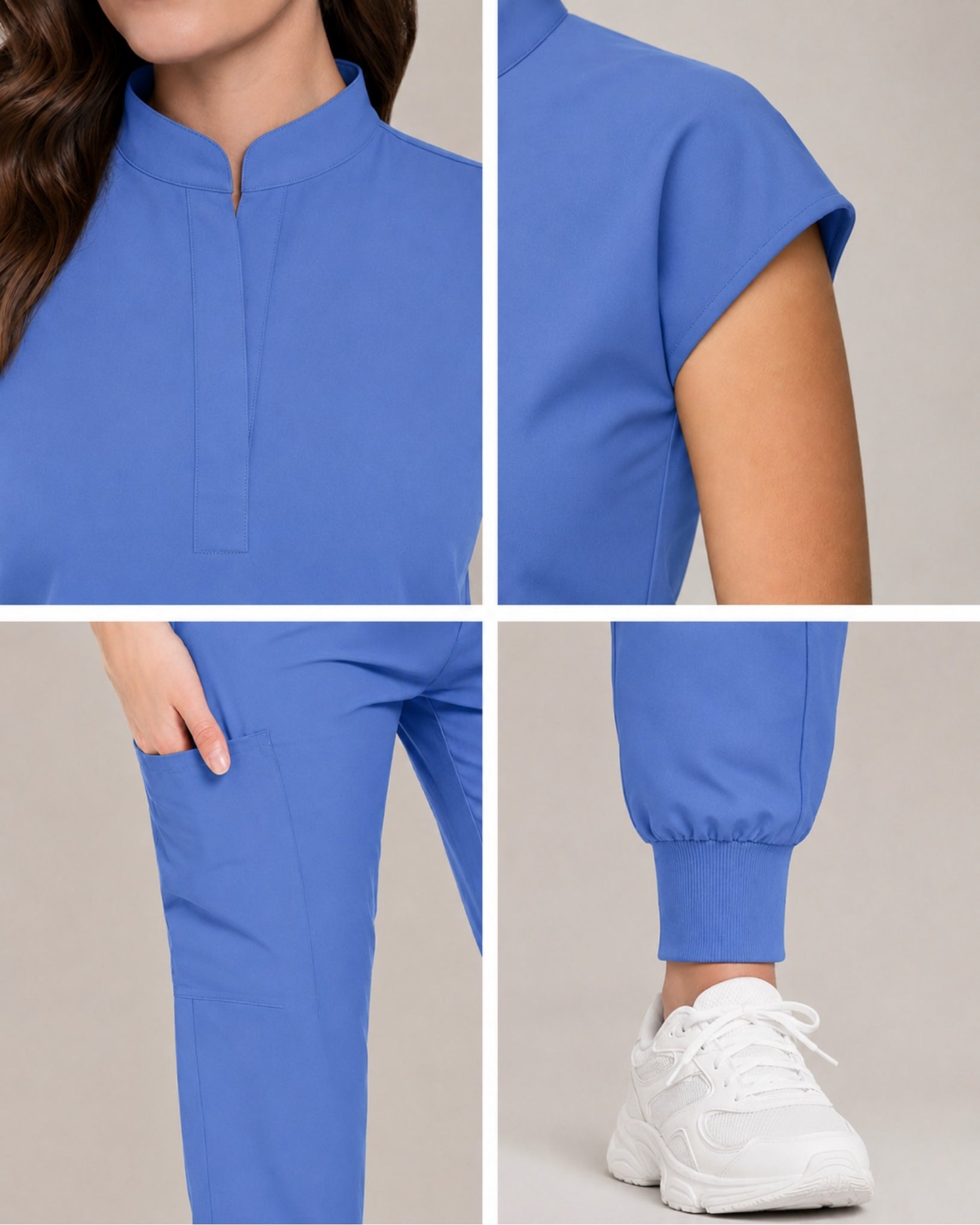 Women's Stretch Jogger Scrubs Set – Multi-Pocket Top & Pants, 9 Colors