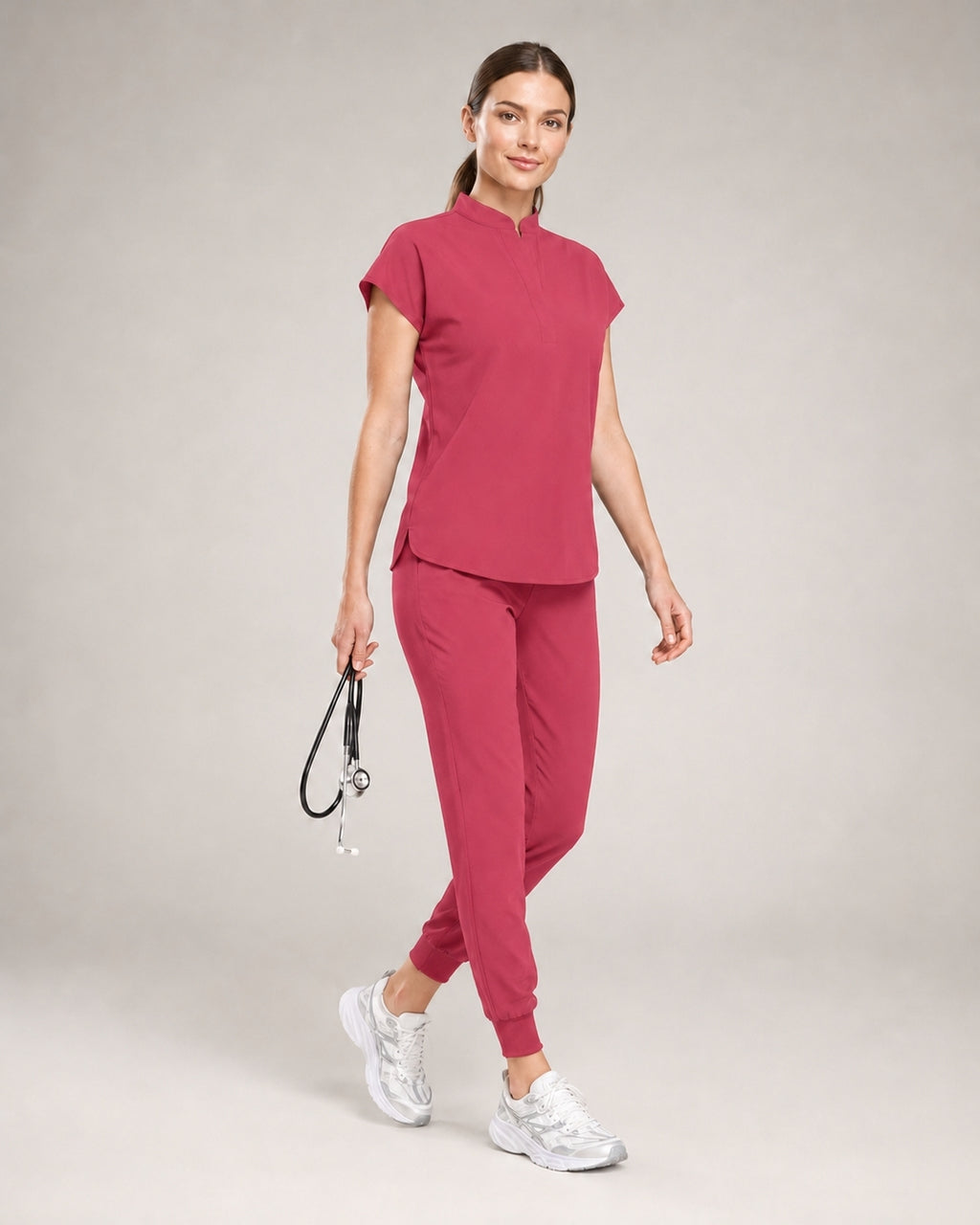 Women's Stretch Jogger Scrubs Set – Multi-Pocket Top & Pants, 9 Colors