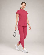 Women's Stretch Jogger Scrubs Set – Multi-Pocket Top & Pants, 9 Colors