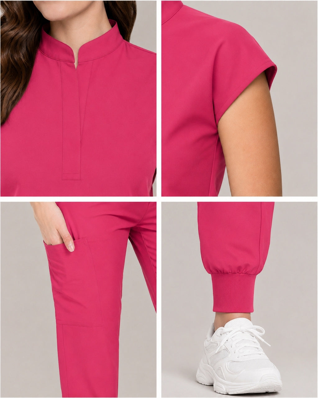 Women's Stretch Jogger Scrubs Set – Multi-Pocket Top & Pants, 9 Colors