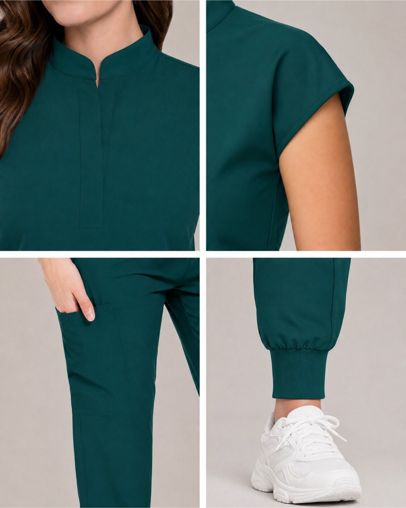 Women's Stretch Jogger Scrubs Set – Multi-Pocket Top & Pants, 9 Colors