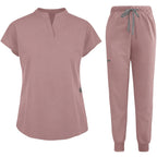 Women's Stretch Jogger Scrubs Set – Multi-Pocket Top & Pants, 9 Colors
