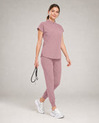 Women's Stretch Jogger Scrubs Set – Multi-Pocket Top & Pants, 9 Colors